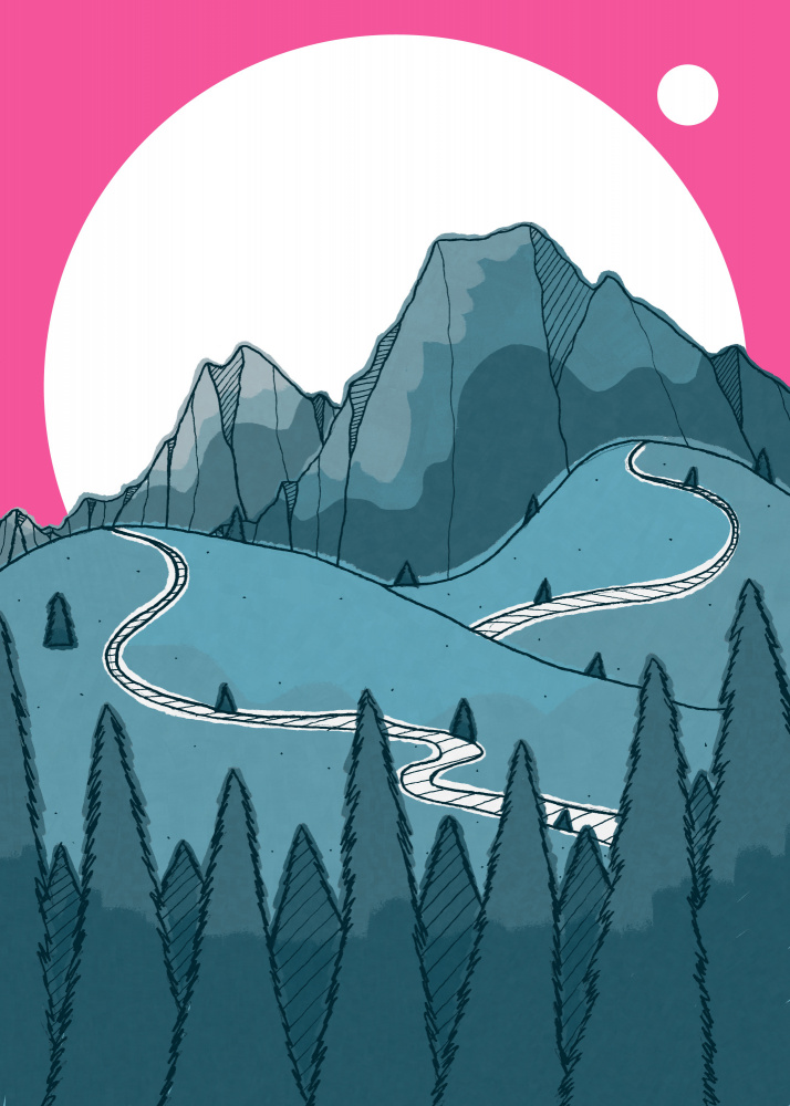 Pink Sky Mountains by Stephen Wade — canvas wall art