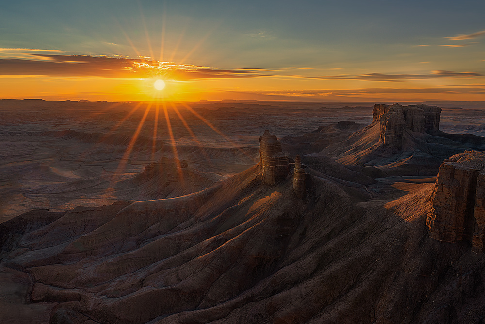 Golden Desert Sunset by Leah Xu — canvas wall art