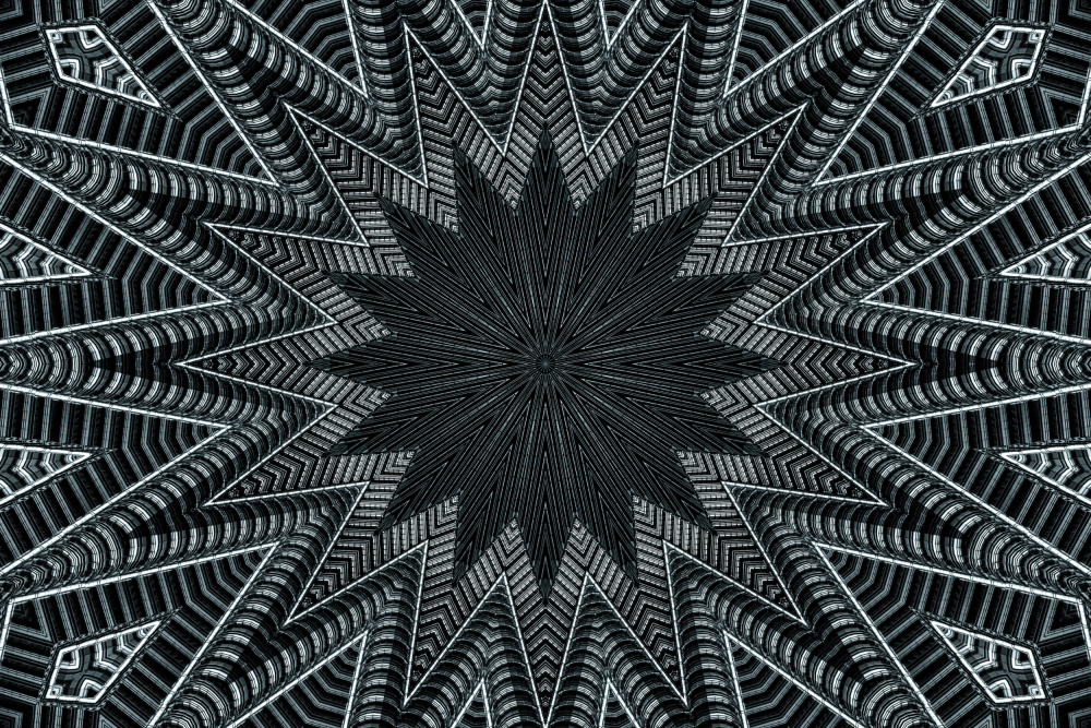 Monochrome Geometric Starburst by Miro Susta — canvas wall art