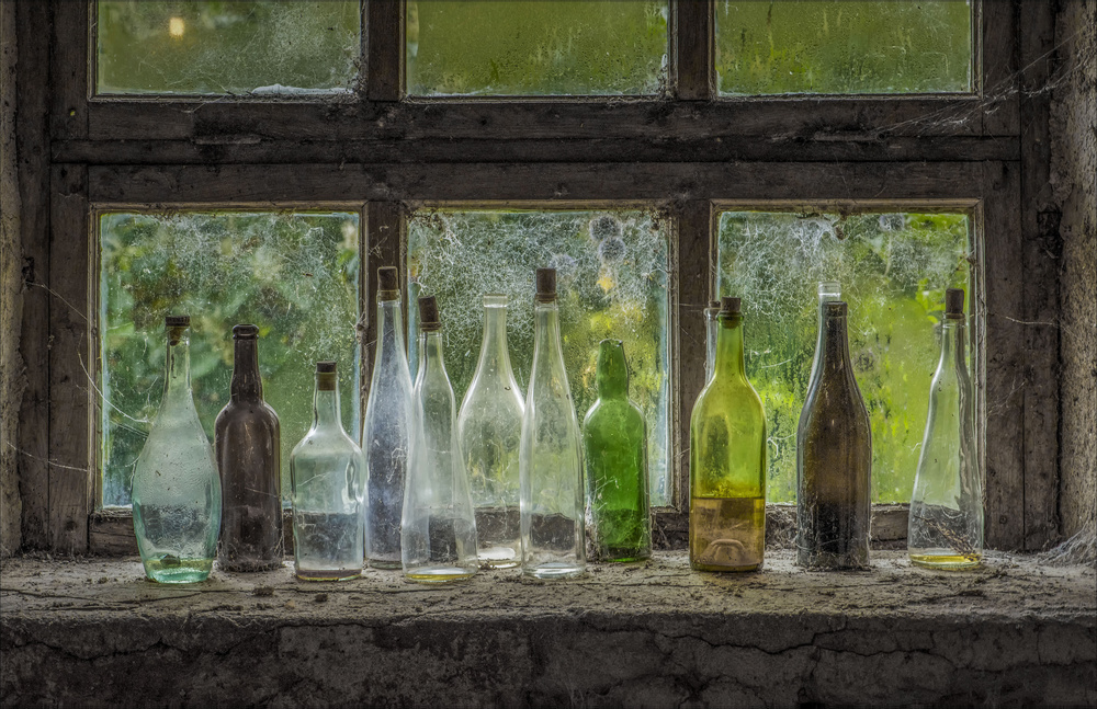 Forgotten Window Bottles by Chris Coenders — canvas wall art
