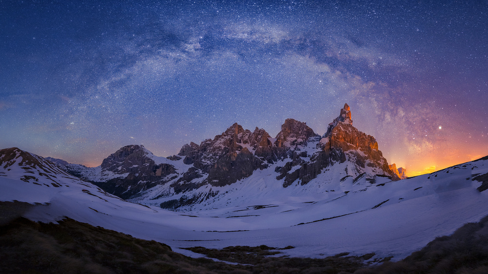 Starry Winter Mountains by Michael Zheng — canvas wall art