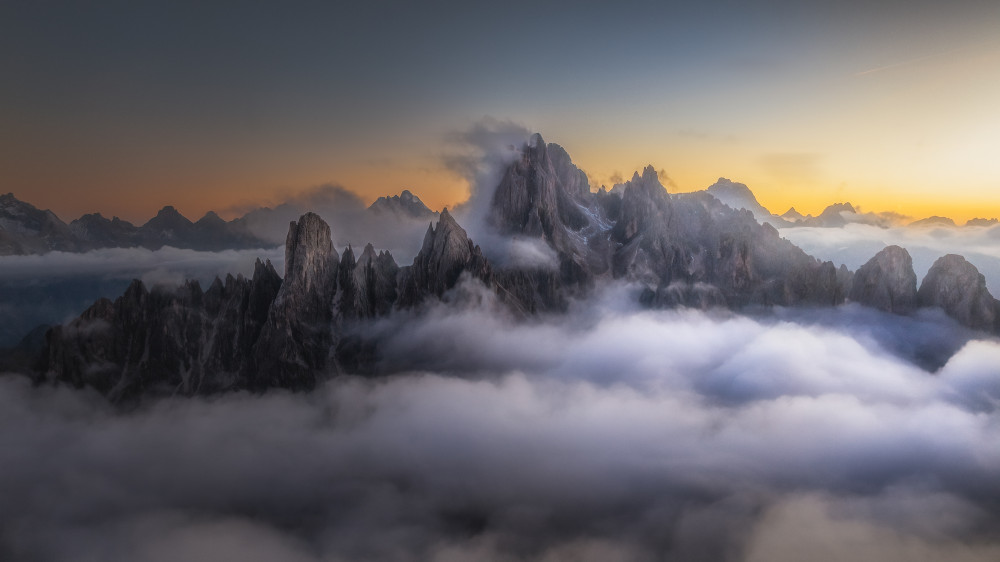 Alpine Peaks Above Clouds by Yongnan Li (李永男) — canvas wall art