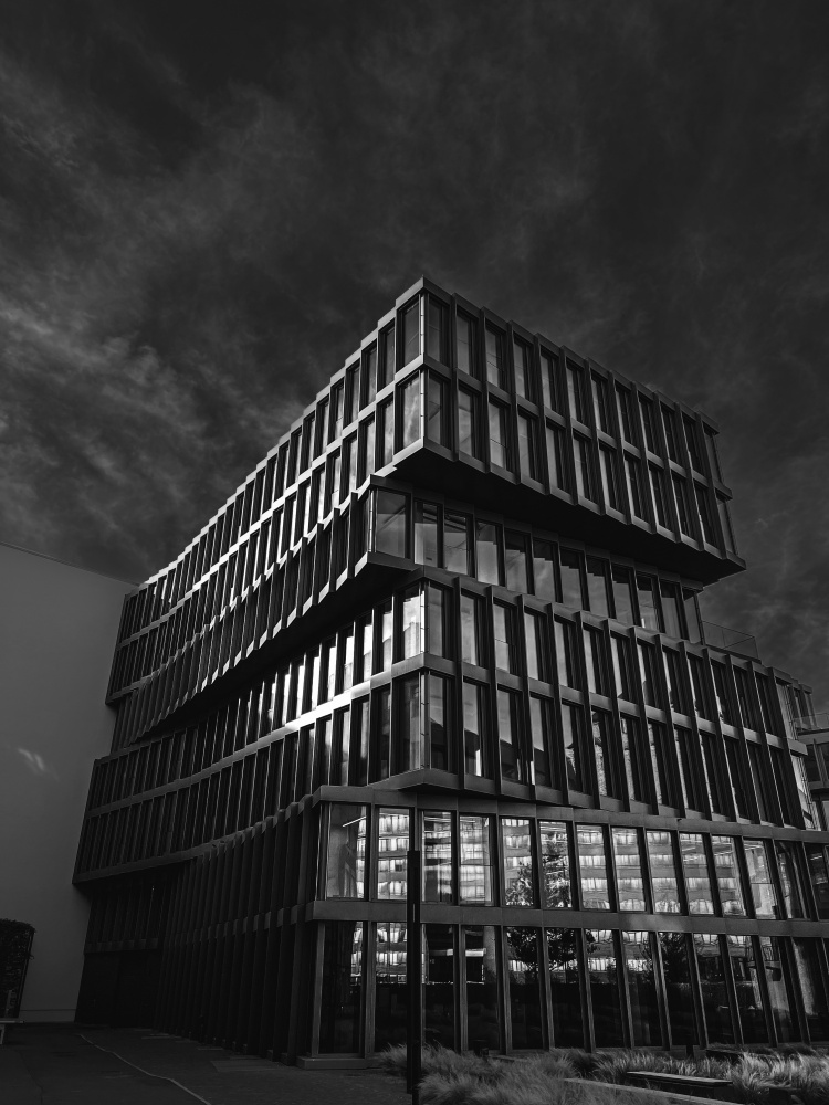 Dark Modern Building by Dmitrii Rabeev — canvas wall art