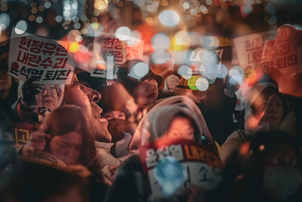 Urban Night Protest by Kim gyou-pyo — canvas wall art