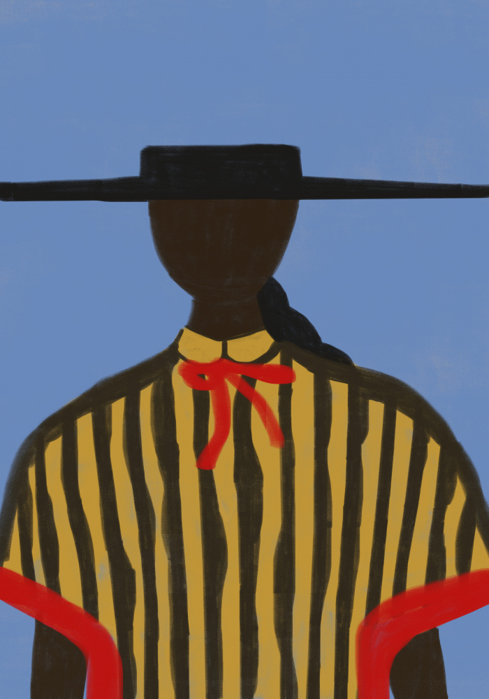 Bold Hat Woman and Stripes New Mexico Style by THE MIUUS STUDIO — canvas wall art