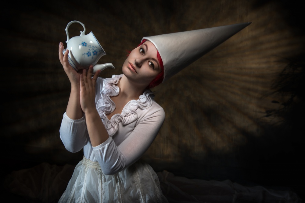 Whimsical Woman with Teapot by Derek Galon MA FRPS FOPS — canvas wall art