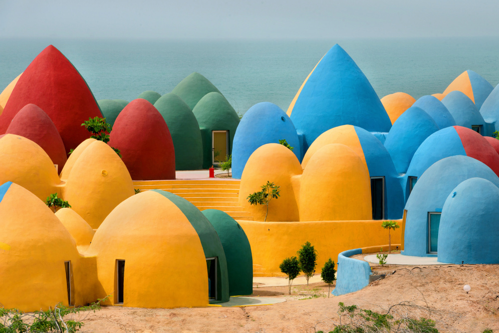 Seaside Fantasy Village by Hossein Nikzad Amoli — canvas wall art