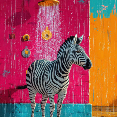 Zebra Taking Shower