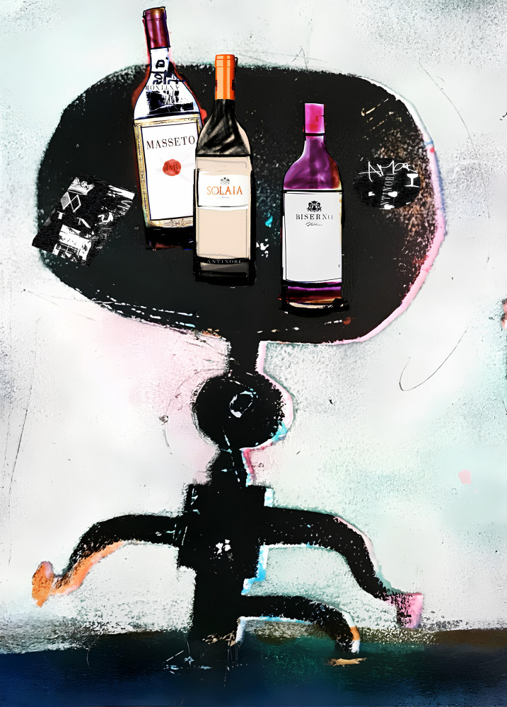 Figure With Wine Bottles by Stefan Bammert — canvas wall art