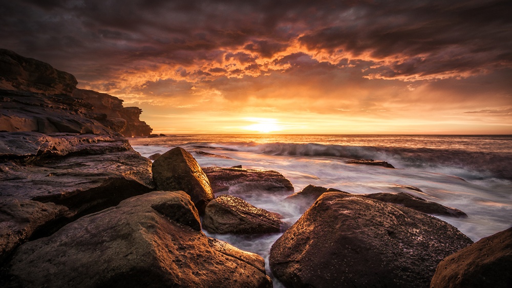 Golden Coastal Sunset by Grant Galbraith — canvas wall art