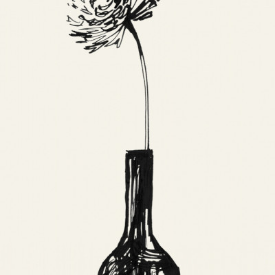 Flower in a vase ink sketch