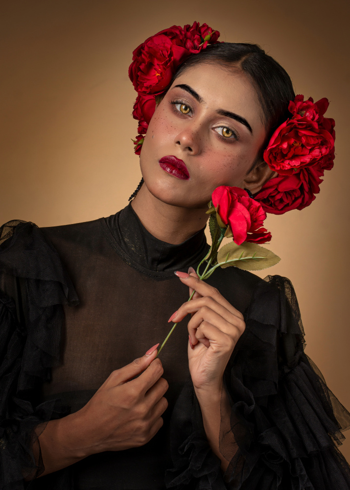 Dark Elegance Red Roses by DEBASISH CHATTOPADHYAY — canvas wall art