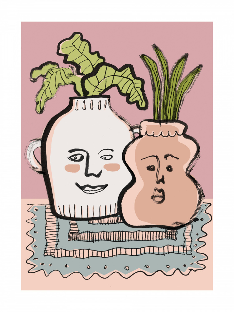 Happy Plant Vases by Catalina Somolinos — canvas wall art
