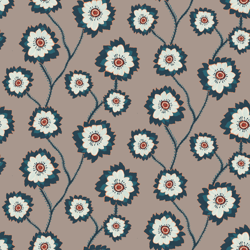 Elegant Vining Flowers by VOLHA RAMANCHUK — canvas wall art
