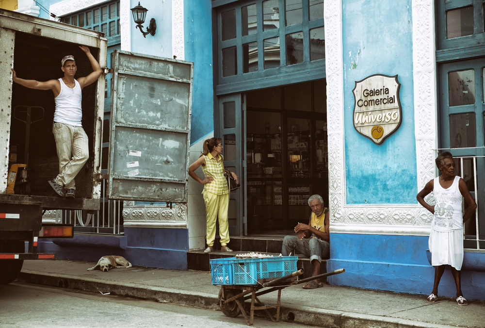 Street Life in Blue by ihyabozkurt — canvas wall art