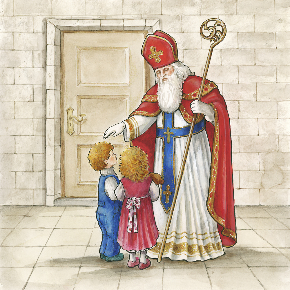 Sinterklaas' Gentle Blessing by Renate Holzner — canvas wall art