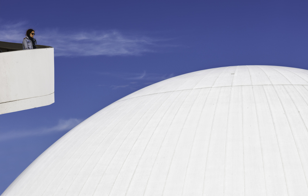 Woman Overlooking White Dome by Rodrigo Núñez Buj — canvas wall art