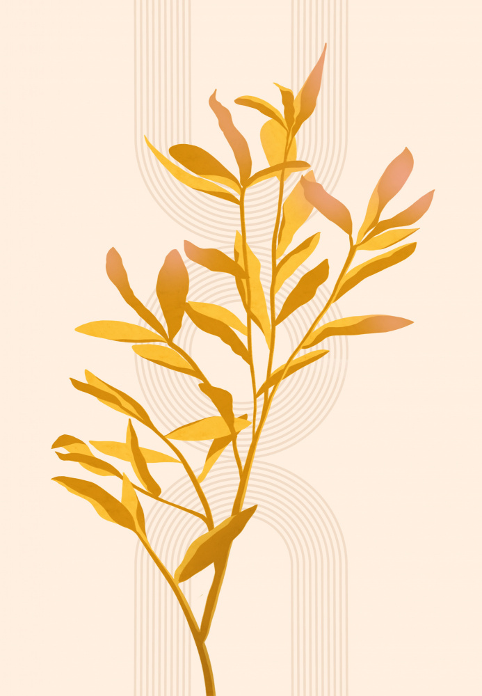 Golden Botanical Branch by Kristian Gallagher — canvas wall art