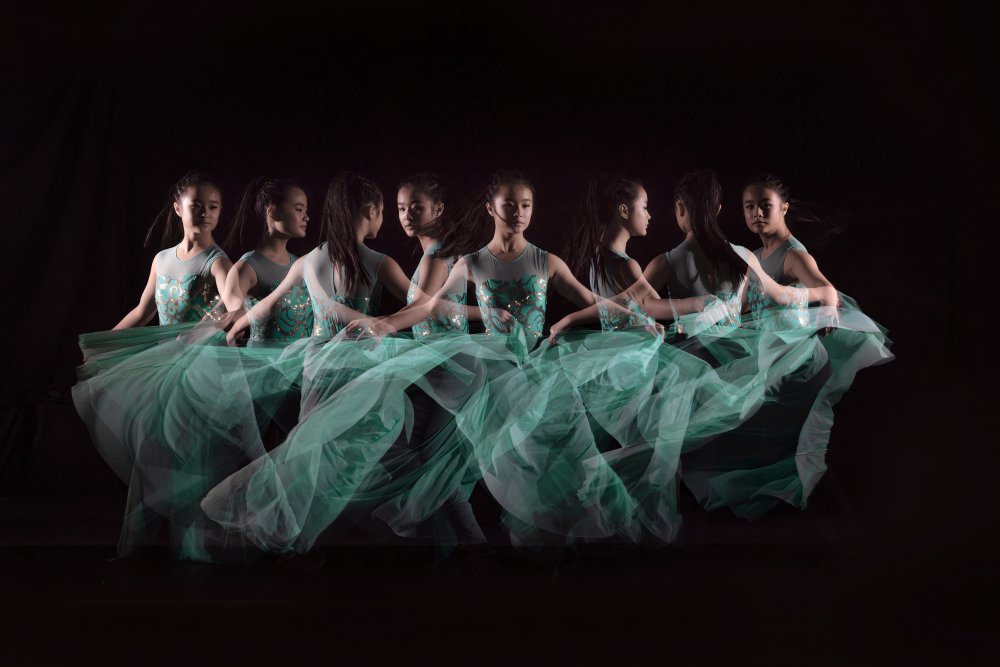 Flowing Teal Dancers by Lisdiyanto Suhardjo — canvas wall art