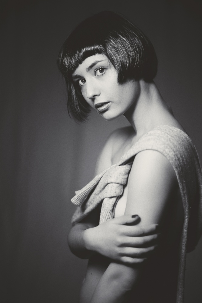 Elegant Bob Portrait by Antonella Renzulli — canvas wall art