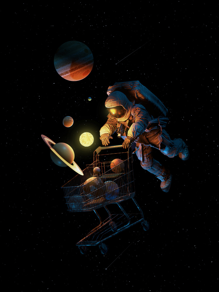 Astronaut Space Shopping by Nicebleed — canvas wall art