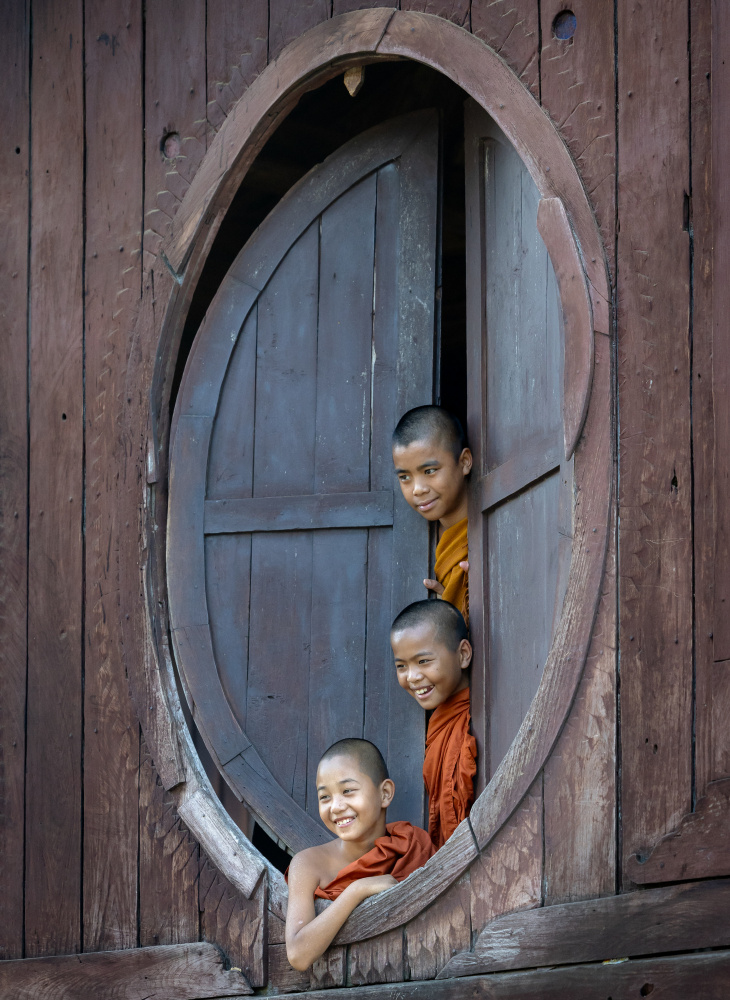Smiling Young Monks by ADIREK M — canvas wall art