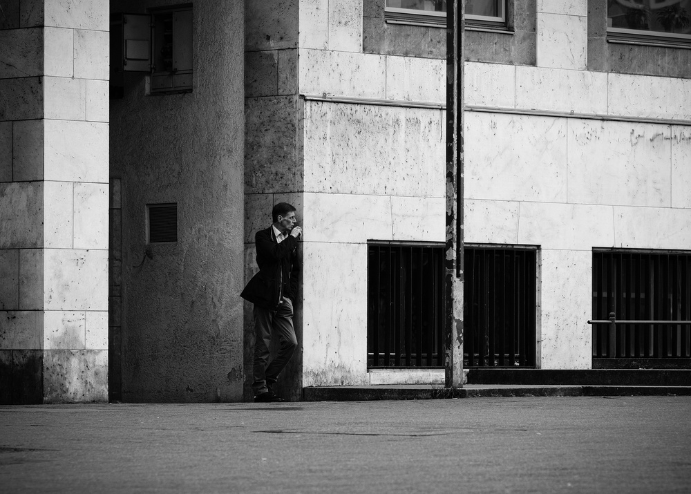 Man in Urban Shadows by Jürgen Hartlieb — canvas wall art