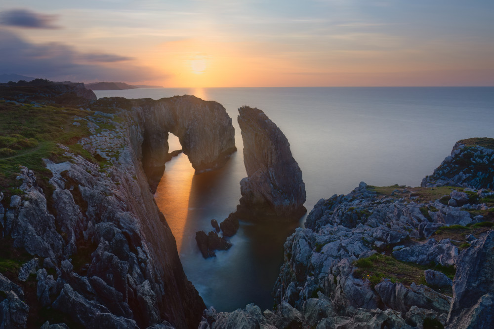 Golden Hour Coastal Arch by Leah Xu — canvas wall art