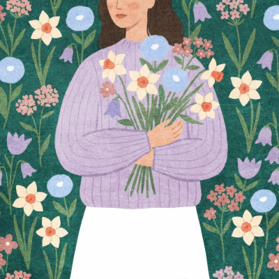Woman with Spring Flowers