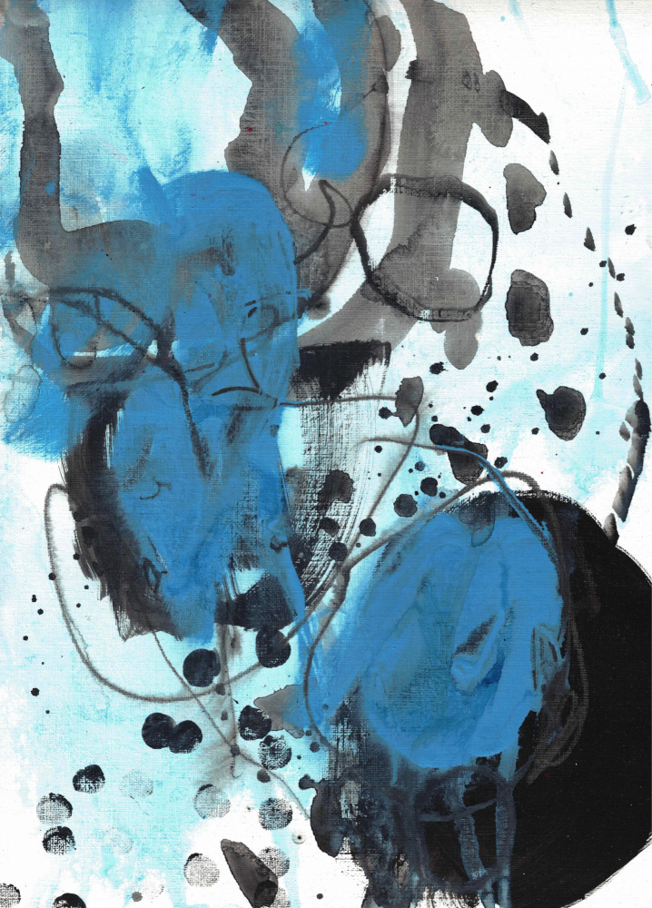 Dynamic Blue Strokes by Deb Chaney — canvas wall art