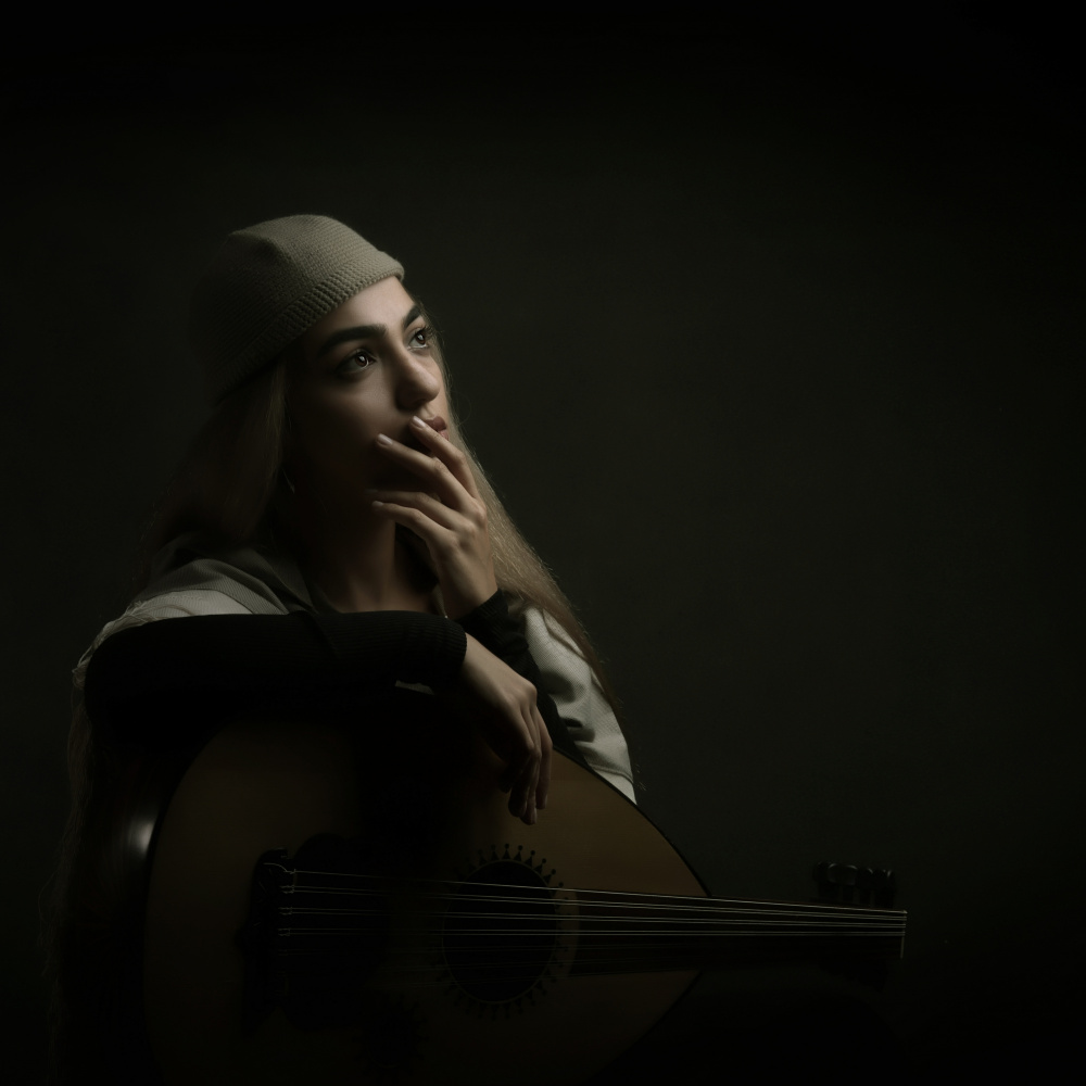 Pensive Oud Player by Moein Hasheminasab — canvas wall art