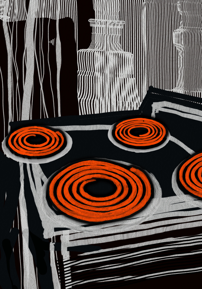 Orange Stovetop Spirals by XHOZUCAN — canvas wall art