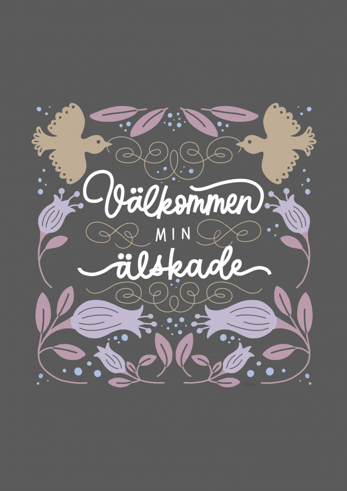 Welcome Beloved Folk Floral by Sofie Björkgren-Näse — canvas wall art
