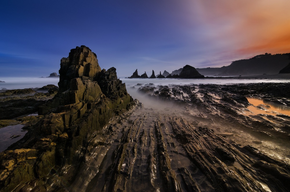 Twilight Ocean Rocks by Alberto García — canvas wall art