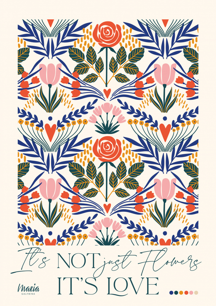 Vibrant Botanical Love by Maria Galybina — canvas wall art
