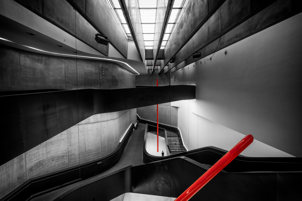 Modern Red Architecture by Angel Villalba — canvas wall art