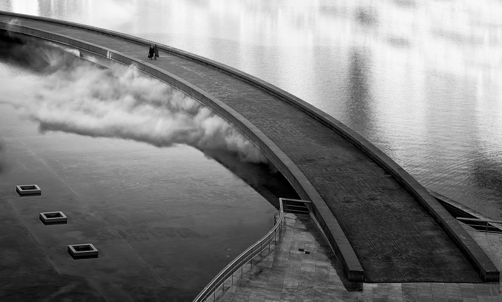 Misty Bridge Walk by Vladi Garcia — canvas wall art