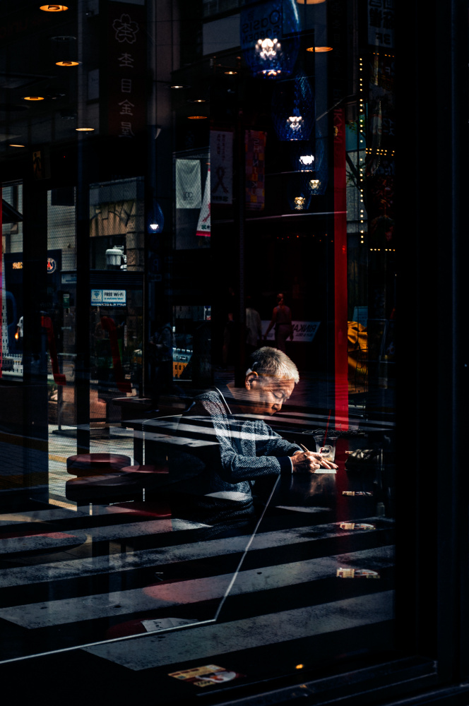 City Cafe Reflections by Yuzo Fujii — canvas wall art
