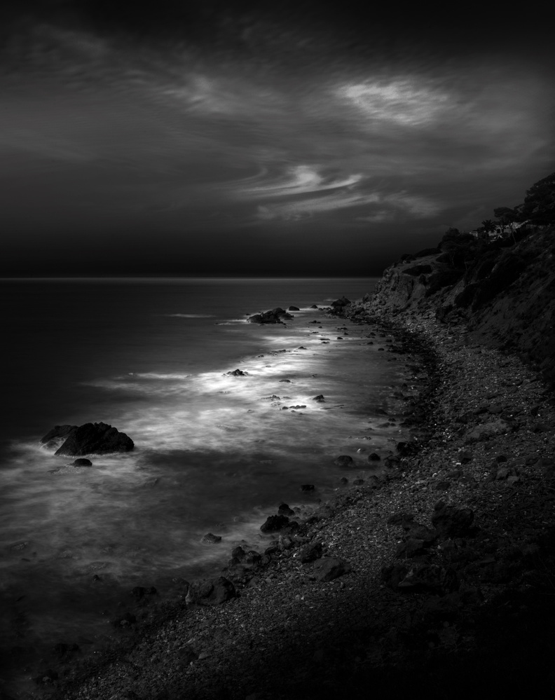 Moody Ocean Night by Oussama Mazouz — canvas wall art