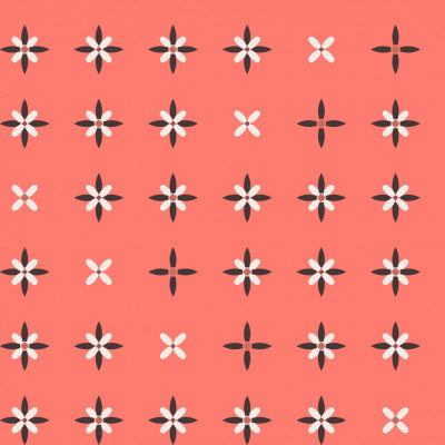 Japandi farmhouse blender assorted flowers coral seamless pattern