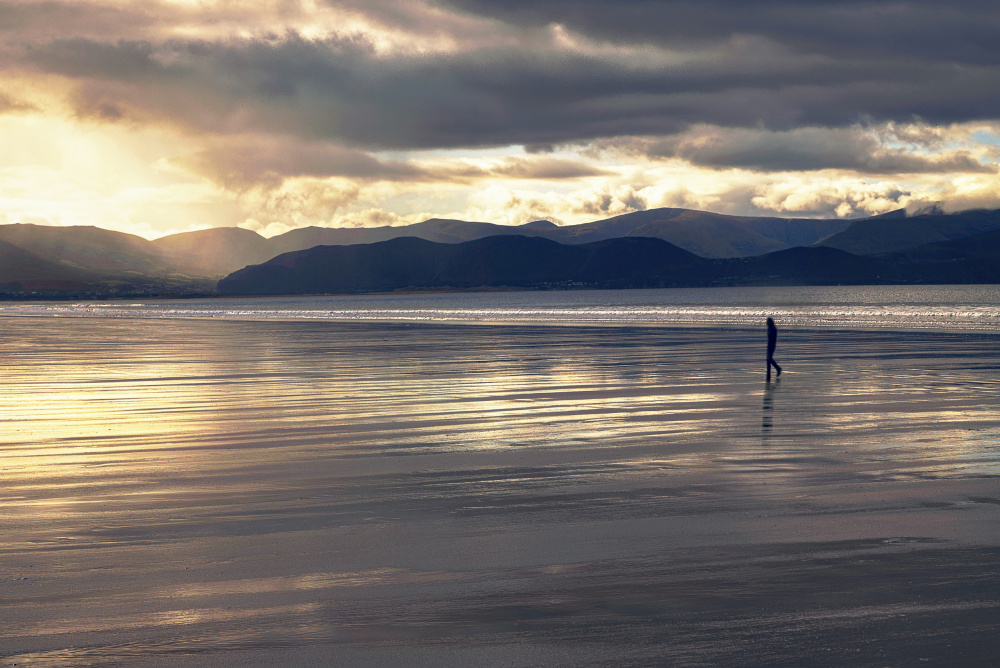 Golden Hour Beach Walk by Dora Artemiadi — canvas wall art
