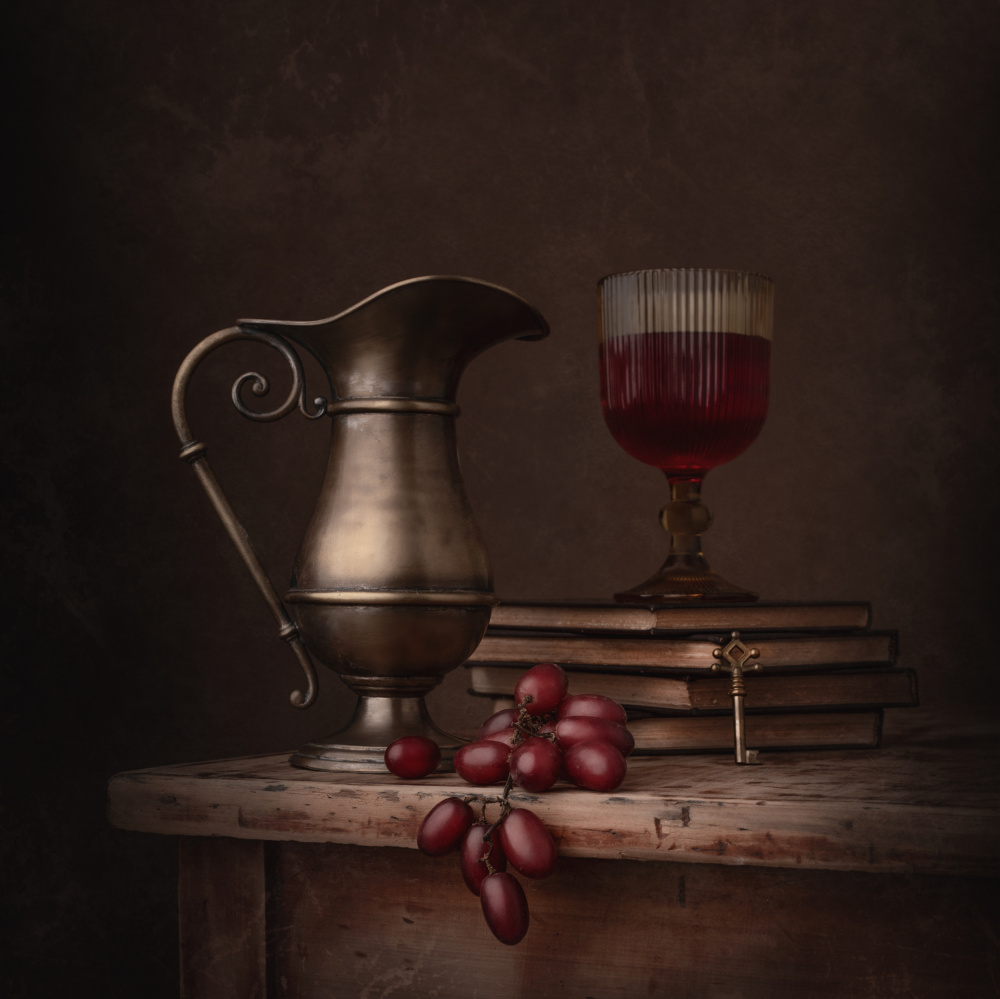 Vintage Wine Still Life by Margareth Perfoncio — canvas wall art
