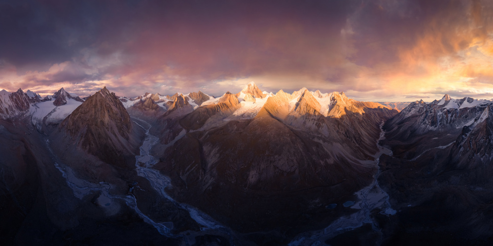 Dramatic Alpine Glow by qiye — canvas wall art