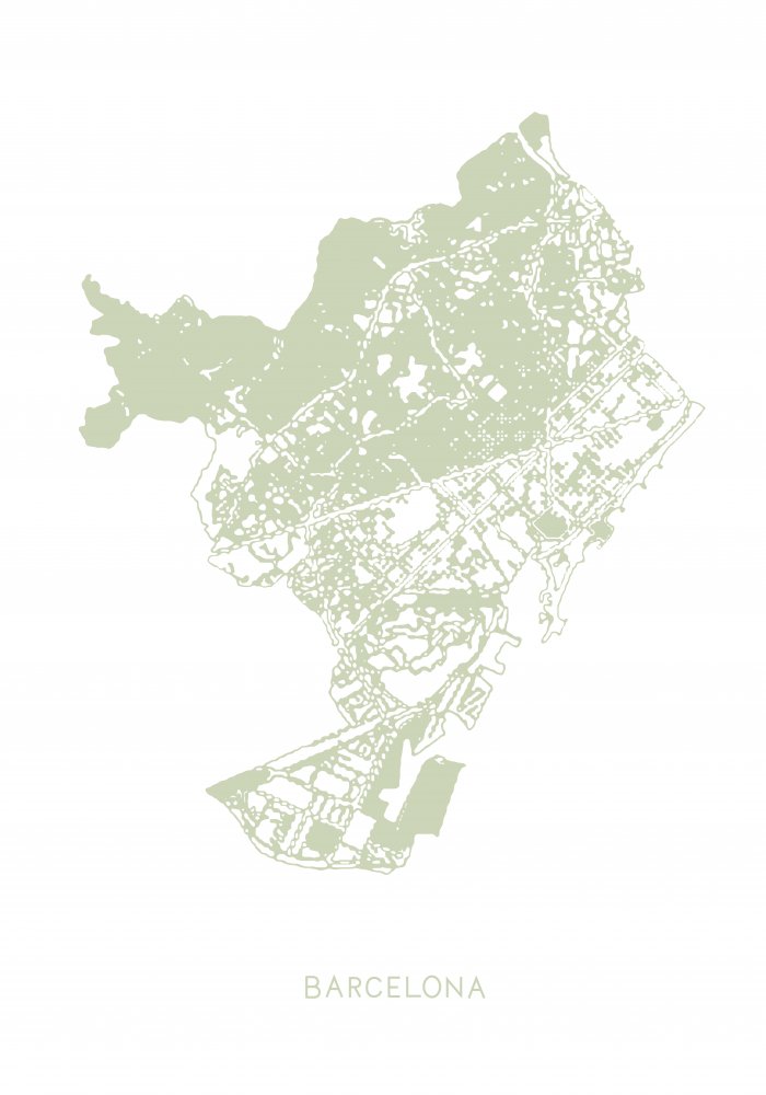 Minimal Barcelona Map by Old Artists Studio II — canvas wall art