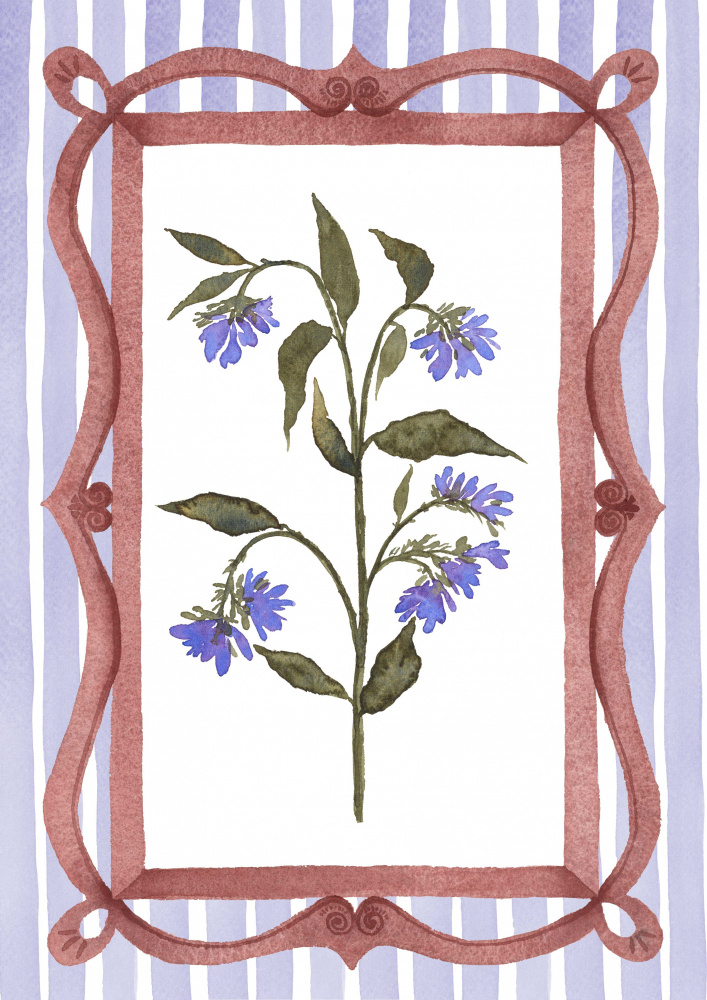 Blue Framed Botanical by Suchi Deb — canvas wall art