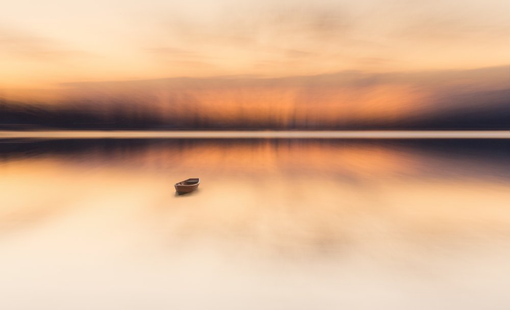 Serene Golden Boat by Uschi Hermann — canvas wall art