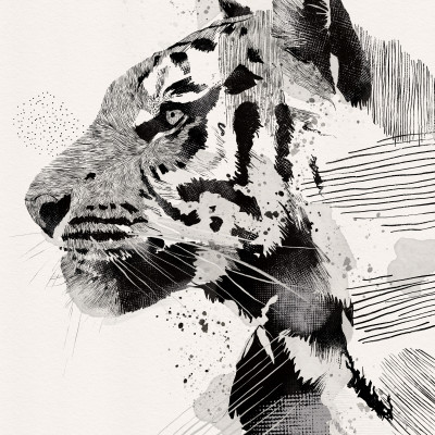 Monochrome Tiger Art
