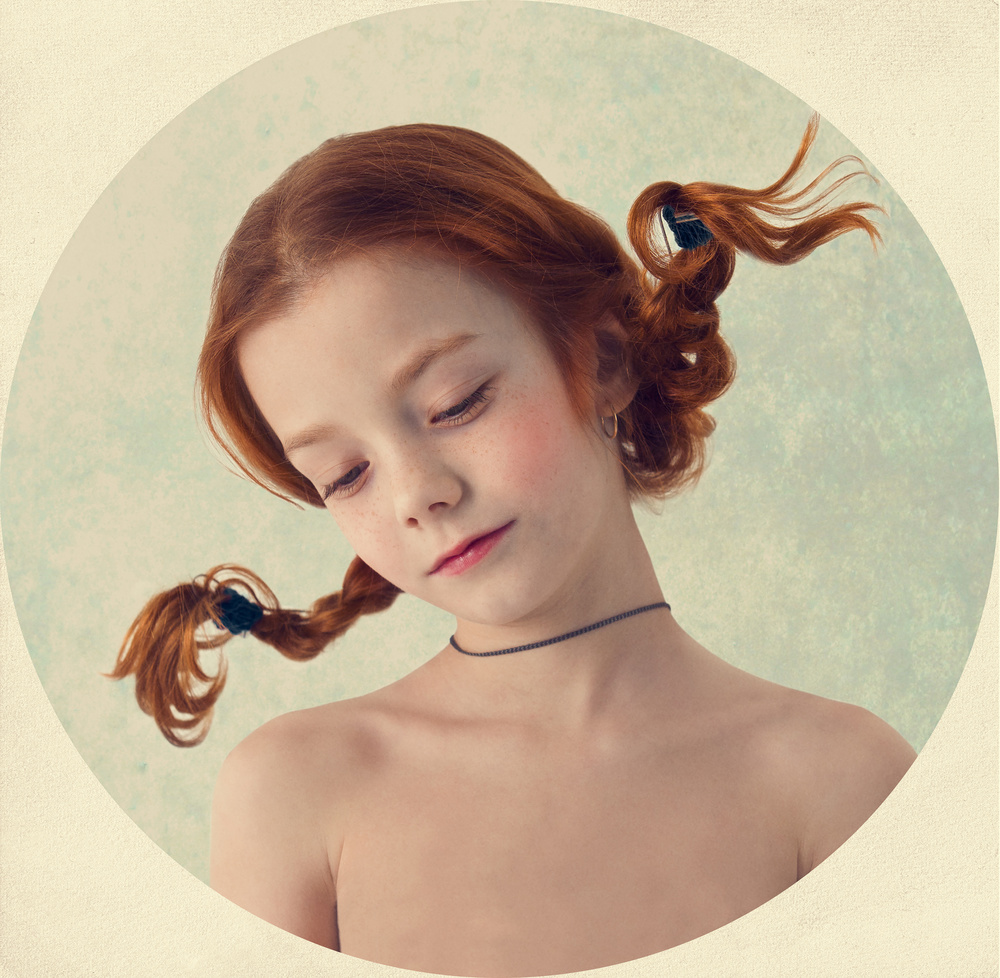 Dreamy Red Pigtails by Svetlana Melik-Nubarova — canvas wall art