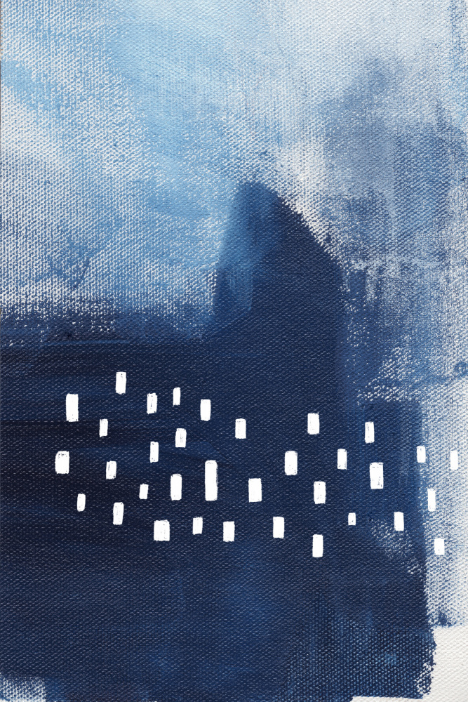 Blue Hues And White Rectangular Elements by uplusmestudio — canvas wall art