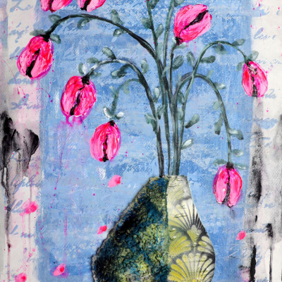 Vibrant Pink Floral Vase